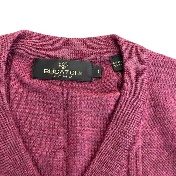 Bugatchi Men's Purple & Maroon V Neck Cable Stitch LS Sweater Lot Of 2, Size L - Picture 7 of 12